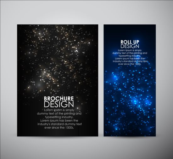 Black with blue brochure cover with star light vector  