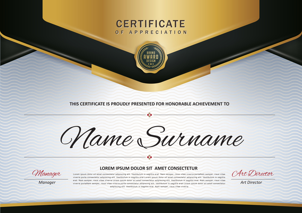 Certificate with diploma template luxury vector material 05  
