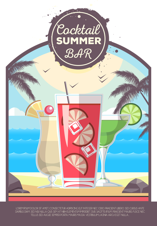 Cocktail summer bar poster template vector 15  