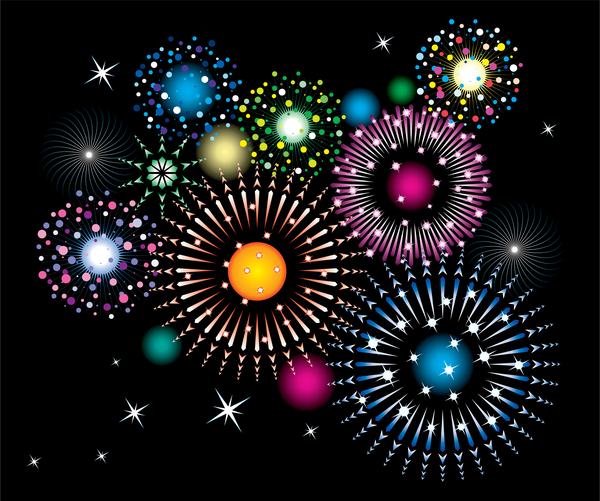 Colored firework effect vectors background  