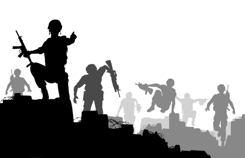 Combat troops vector silhouette  