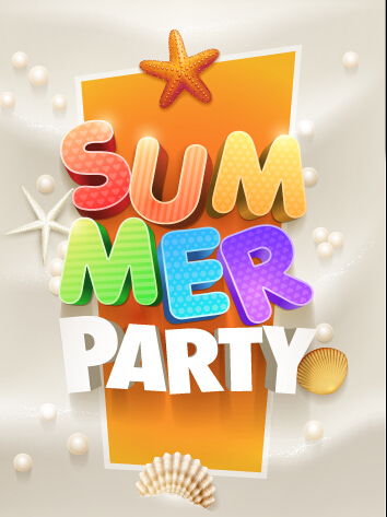 Creative summer party poster design vecor 01  