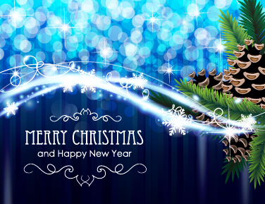 Dream blue christmas with new year shiny background art 03  