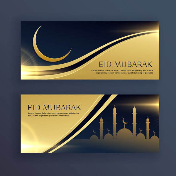 Eid mubarak banners design vectors 03  