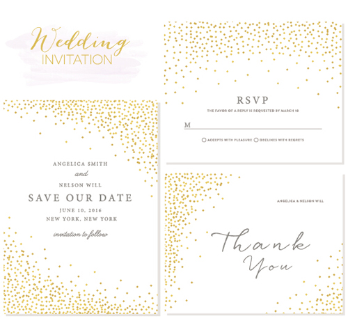 Elegant wedding invitations creative vector material 02  
