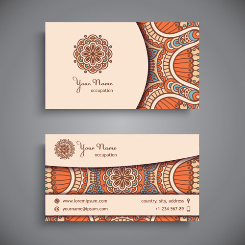 Ethnic pattern business card vintage vector 13  