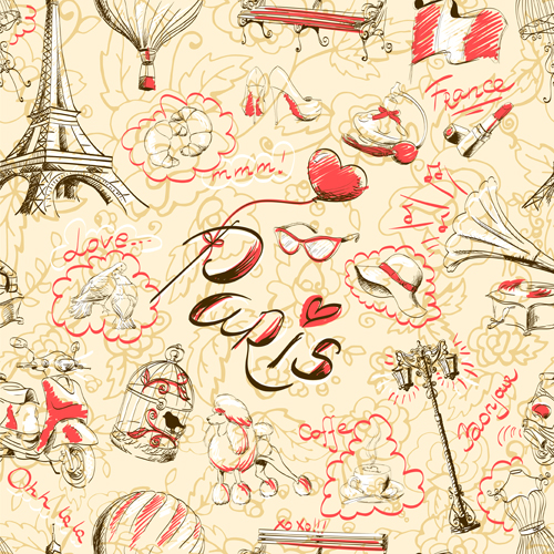 Fashion paris seamless pattern vectors 02  