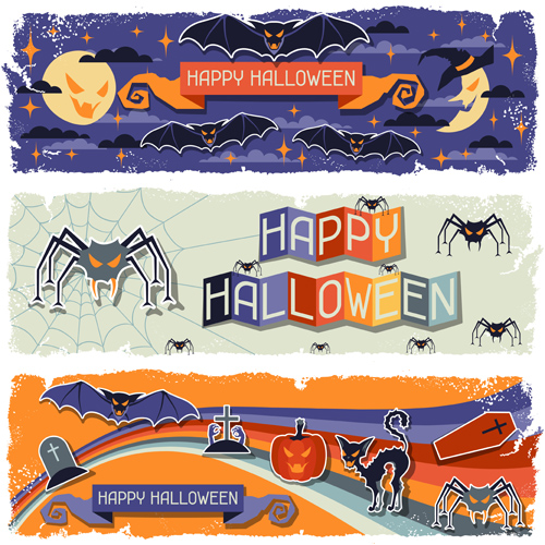 Funny Halloween vector banner 03  