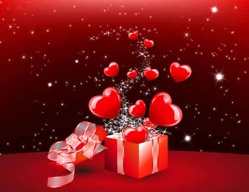 Glassy heart with valentines day gift vector 02  