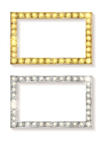 Golden with silver diamond frame vector material 01  