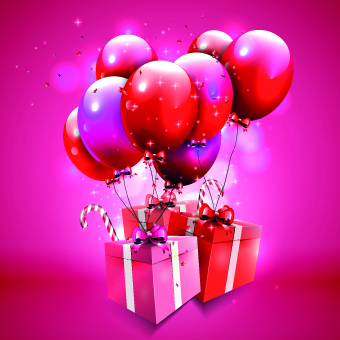 Happy birthday balloons of greeting card vector 10  