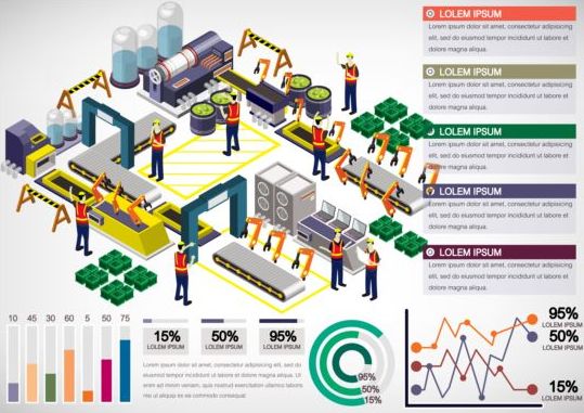 Isometric 3d industry infographics vector 02  