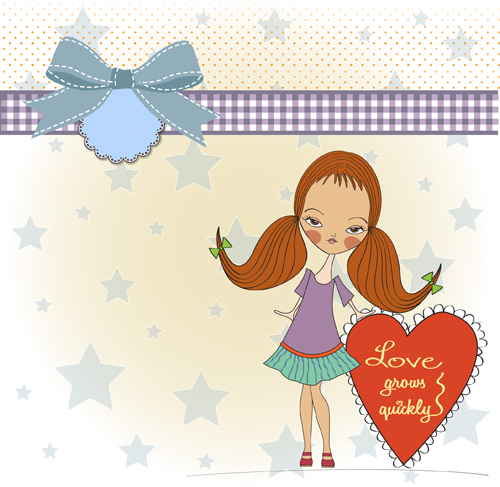 Lovely baby cards vector set 03  