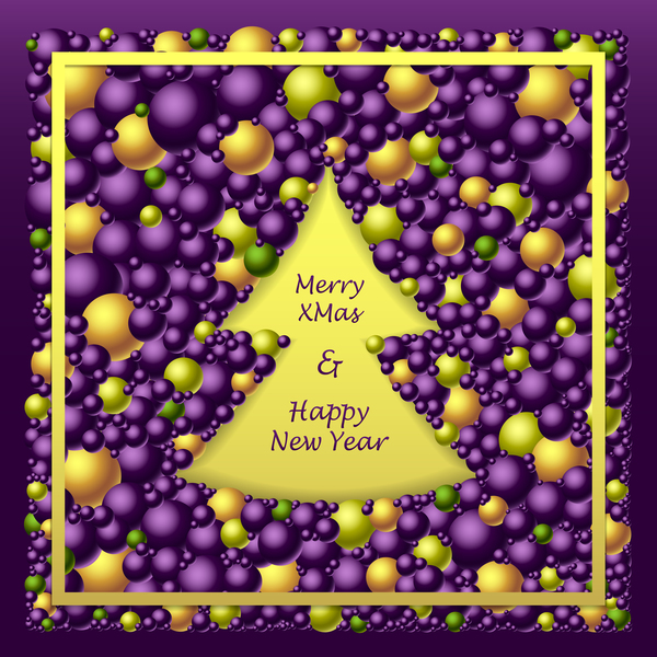 黄色のベクトルで紫色のボールからメリー クリスマス Frem  