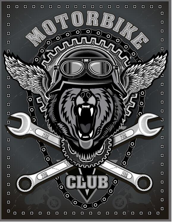 Vecteur de conception de signe de club de moto 07  