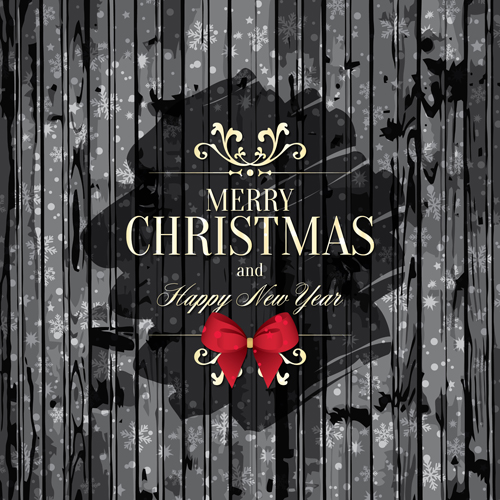 New year and christmas labels with black wooden background  