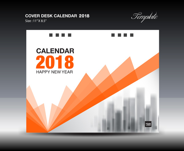 Abdeckungsschablonenvektor 04 des orange Tischkalender 2018  