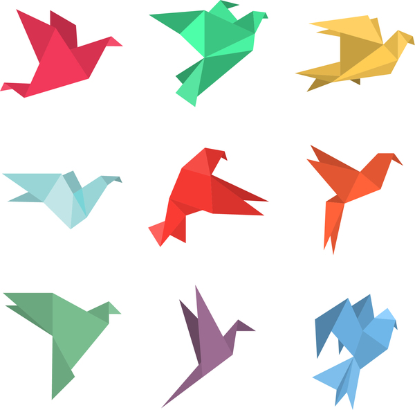 Orgami oiseaux vector design 01  