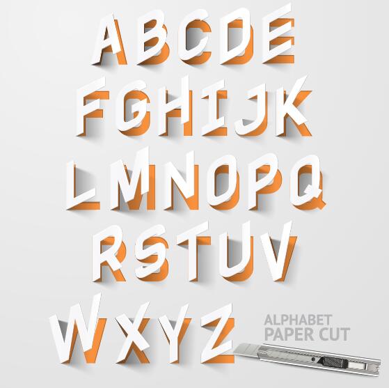 Paper cut alphabet vector material  