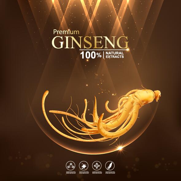 Vecteur d'affiche de cosmétiques premium ginseng 04  