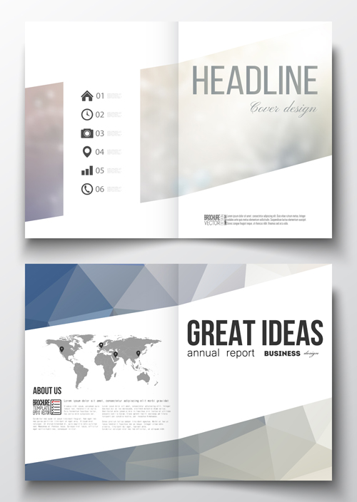 Publicize brochure with magazine cover design vector 03  