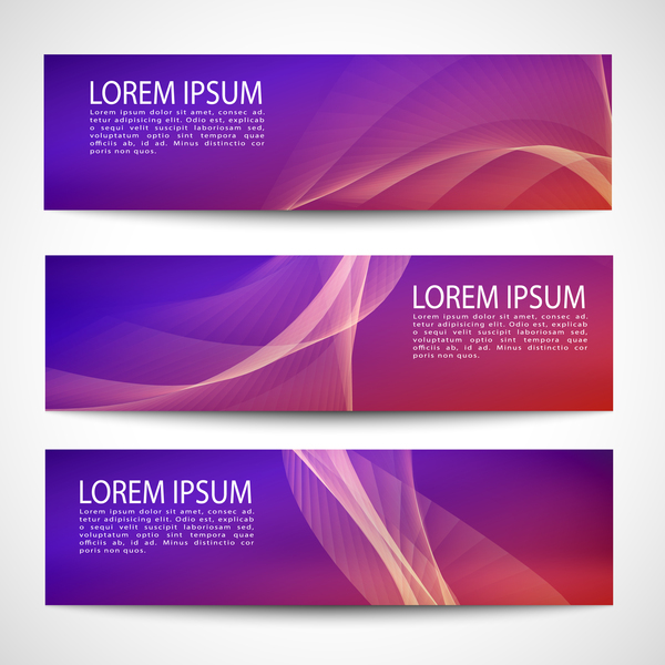 Purle business banner vector set 02  