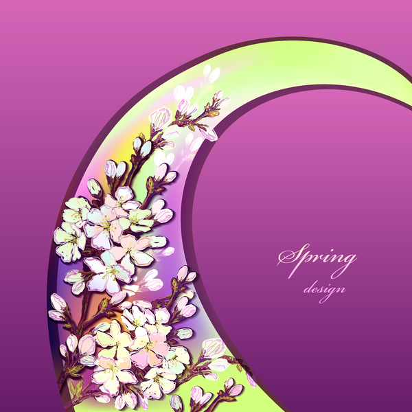Purpurspringkarte mit Blumenvektoren 05  