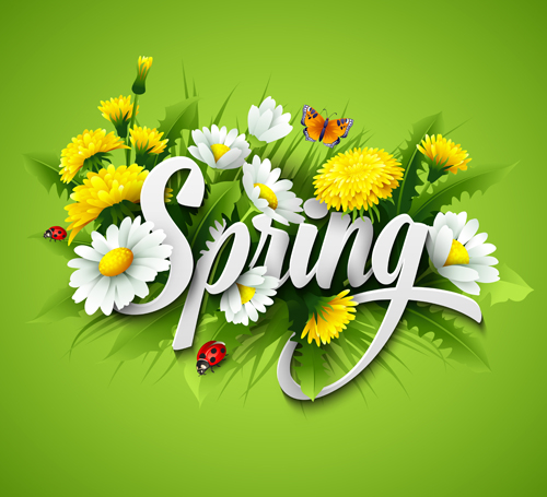 Refreshing spring flower backgrounds vector 05  