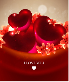 Romantic heart cards vector background set 03  