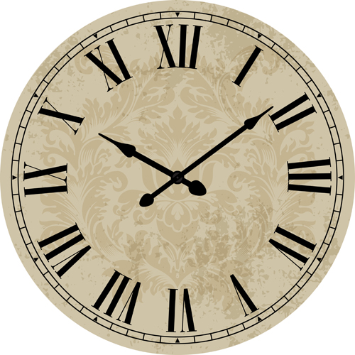 Round clock vintage styles vector material 02  