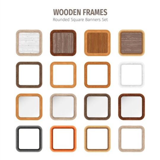 Afgeronde vierkante houten frames vector  