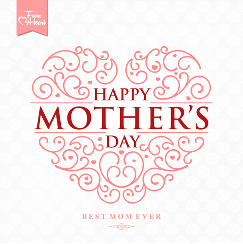 Set of happy mother's day art background vector 03  