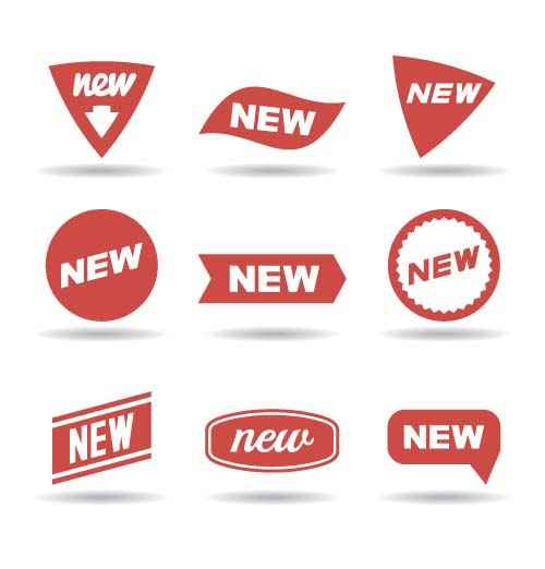Simple red new labels vector  