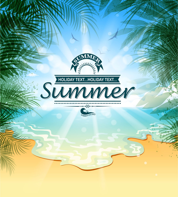 Summer holiday beach poster vector design 01  