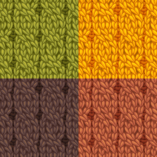 Textures knitted pattern set vector 03  