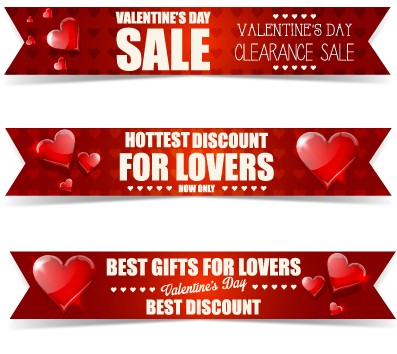 Valentine Day big sale vector banners set 02  