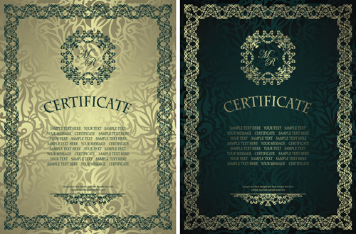 Vintage luxury certificates template set vector 14  