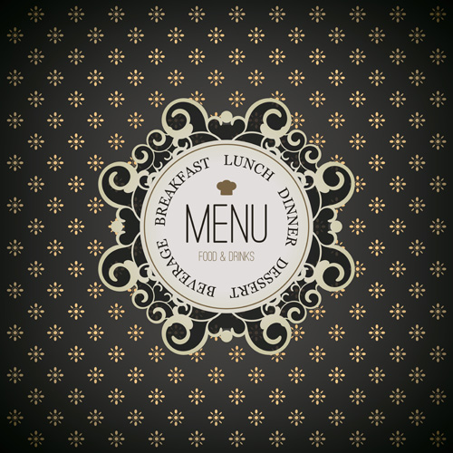 Vintage menu with floral pattern vector  