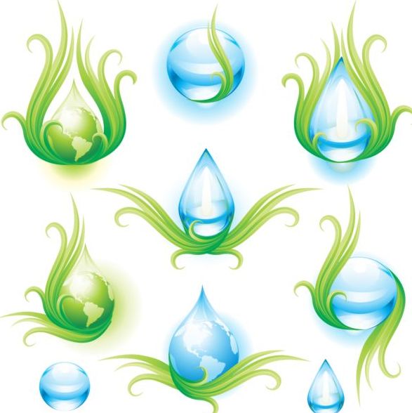 Wasser mit Erdsymbolen Vektor  