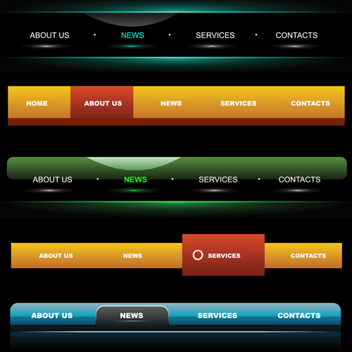 Web sites menu vectors material set 03  