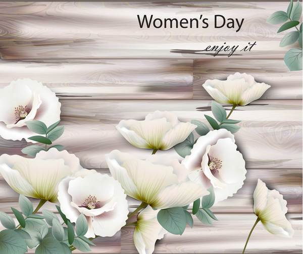 White flower with mothers day wooden background vector  
