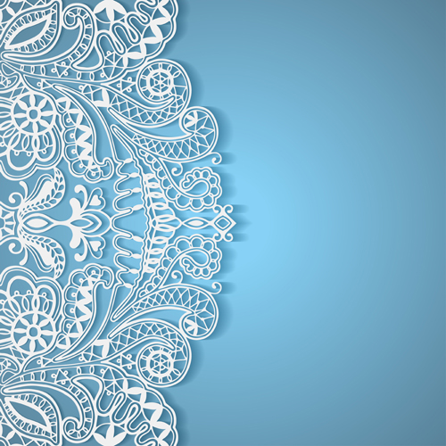 White lace with colored background vector set 04  