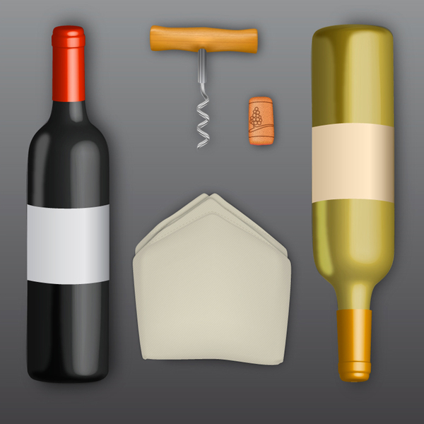 Wine and bottle opener vectors 02  
