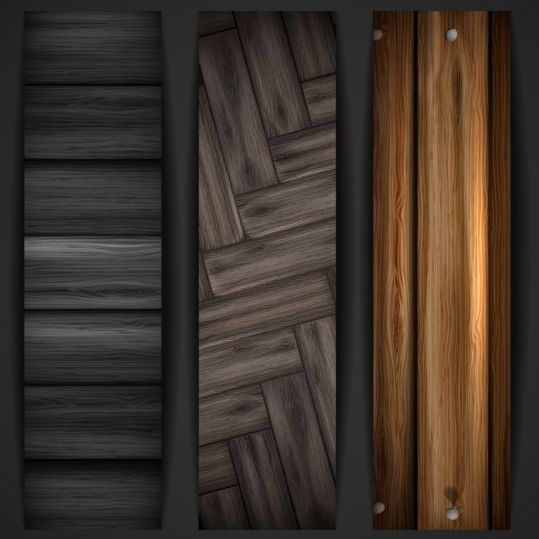 Woodboard texture banners vector set 01  