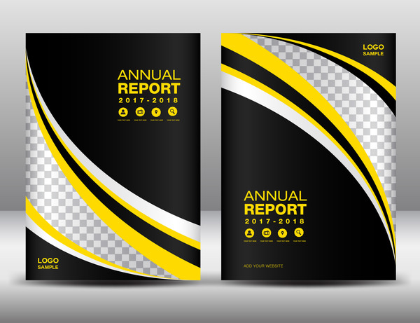 Yellow and black cover template vector design  