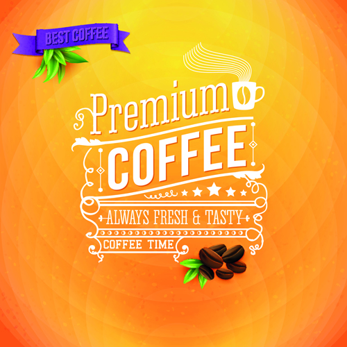 Yellow style coffee background vector  