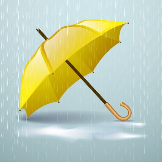 Gelber Regenschirm und Regenvektor  