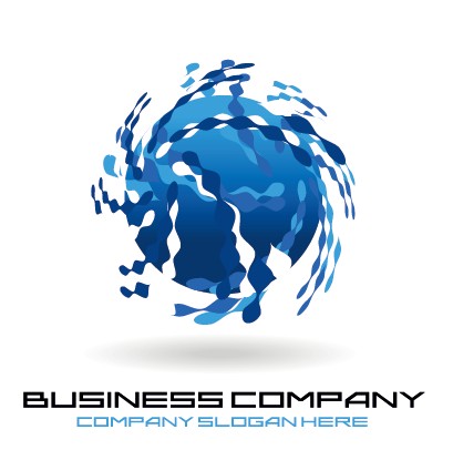 Creative blue style business logos vector set 06  