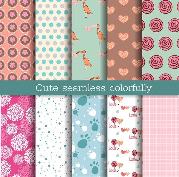 cute seamless pattern vector material 01  