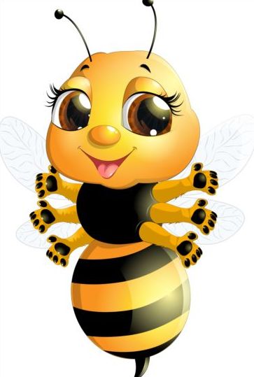 Schöne Zeichentrick-Biene Vektoren 27  